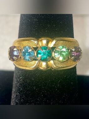 Gold-Tone Multicolor Mother’s Ring 14K Gold Electroplate